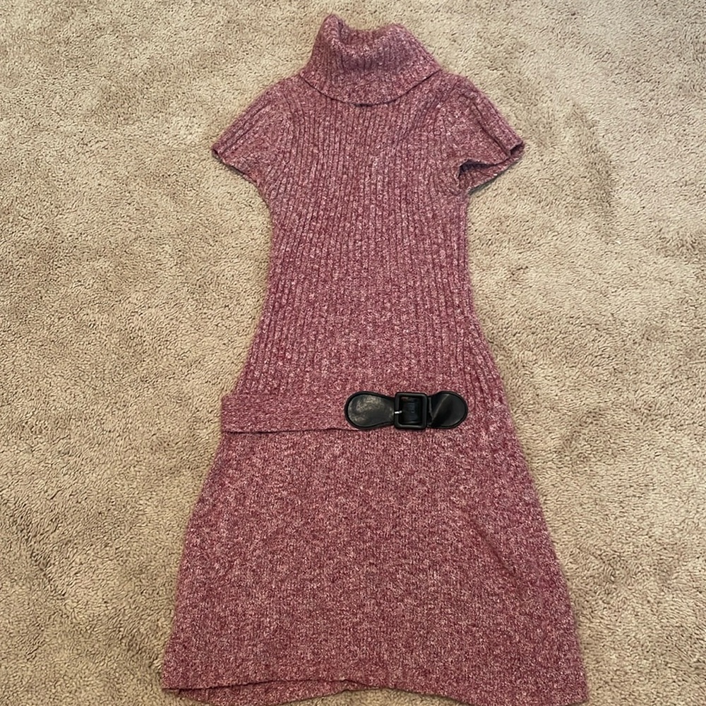 Tunic style sweater with faux belt